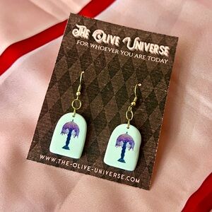 The Olive Universe White Earrings with Vintage Lamp Design